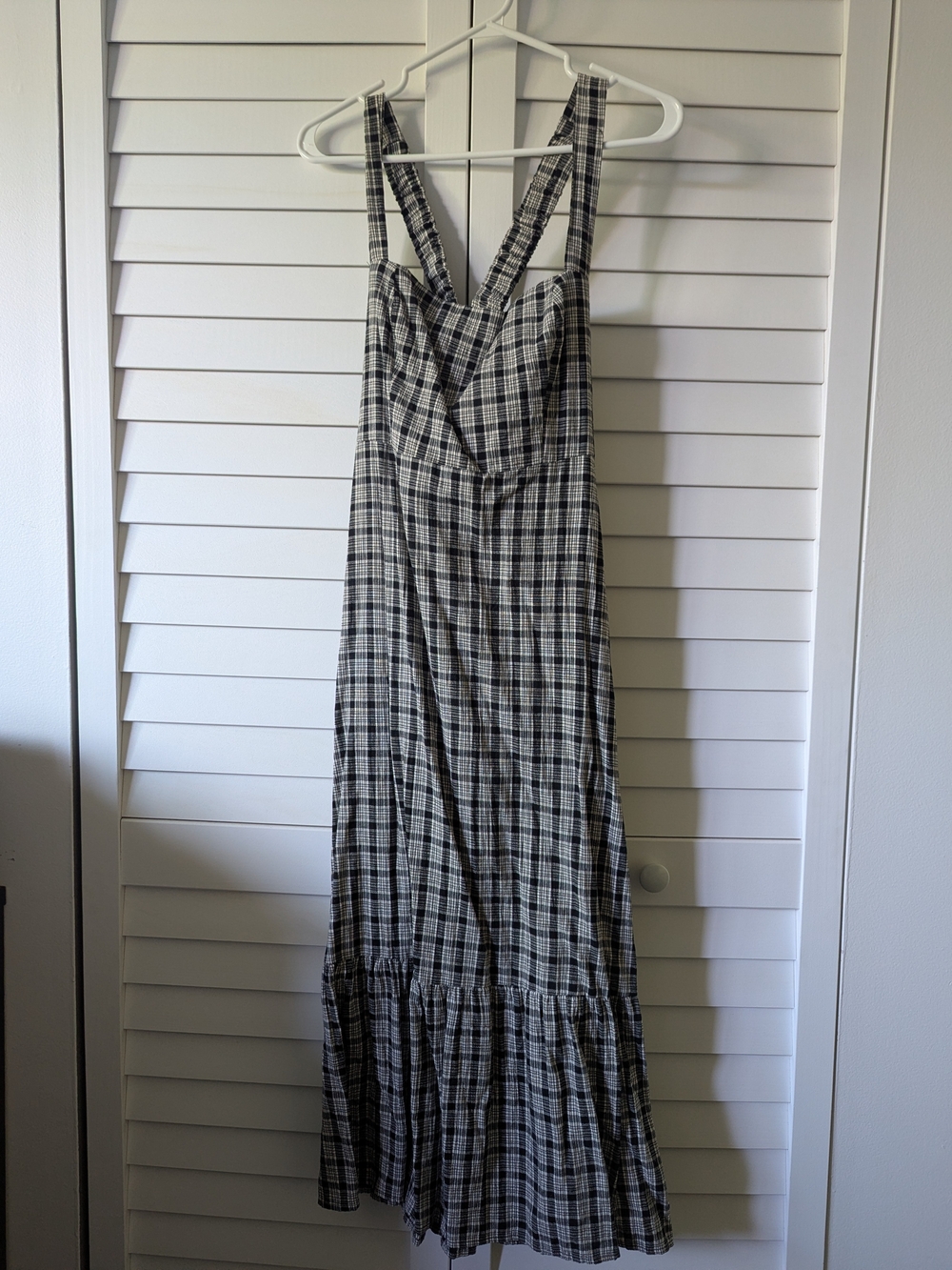 Black and White Plaid Sleeveless Maxi Dress